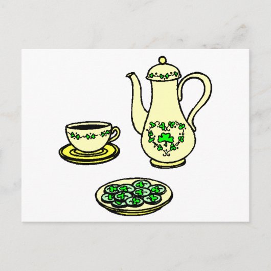 Irish Tea Set St. Patrick's Day Briefkaart (Voorkant)