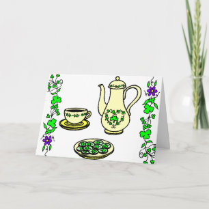 Irish Tea Set St. Patrick's Day Wenskaart Kaart