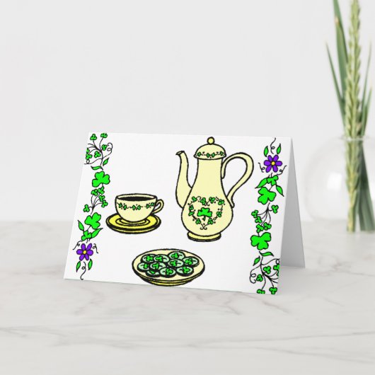Irish Tea Set St. Patrick's Day Wenskaart Kaart (Voorkant)
