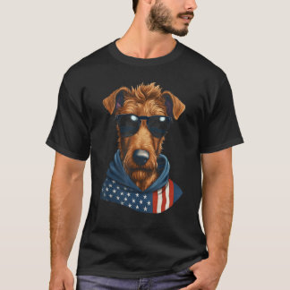 Irish Terrier American Flag USA Tee 4th July Gifts T-shirt