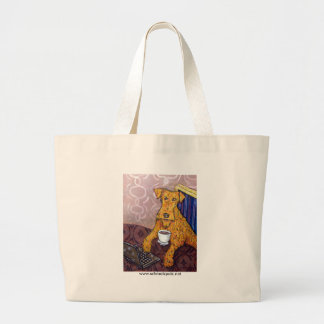 Irish Terrier bij de koffiewinkel Grote Tote Bag