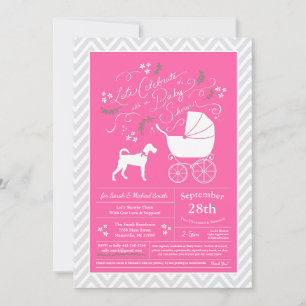 Irish Terrier Dog Baby shower Pink Girl Kaart