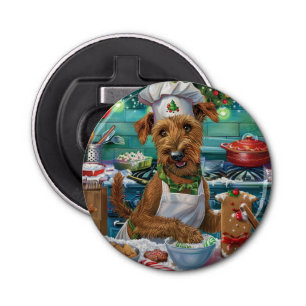 Irish Terrier Holiday Baking: feestelijke kerstdag Button Flesopener