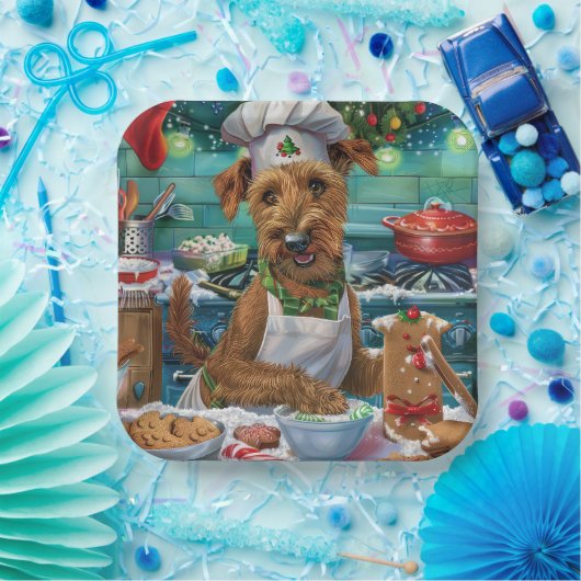 Irish Terrier Holiday Baking: feestelijke kerstdag Papieren Bordje (Feest)