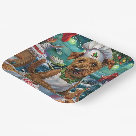 Irish Terrier Holiday Baking: feestelijke kerstdag Papieren Bordje (Gebogen)