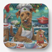 Irish Terrier Holiday Baking: feestelijke kerstdag Papieren Bordje (Voorkant)