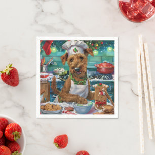 Irish Terrier Holiday Baking: feestelijke kerstdag Servet