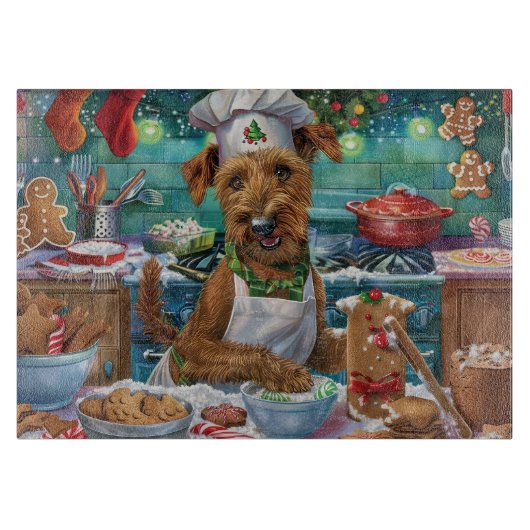 Irish Terrier Holiday Baking: feestelijke kerstdag Snijplank (Voorkant)