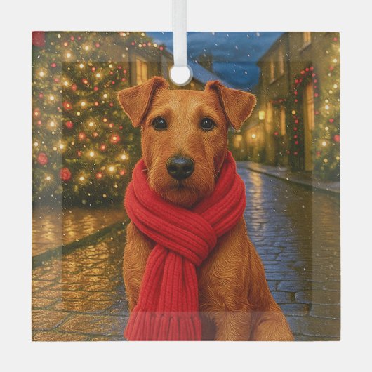 Irish Terrier Holiday Glas Ornament (Voorkant)