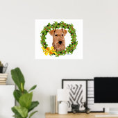 Irish Terrier Holly Wreath Poster (Thuiskantoor)