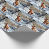 Irish Terrier liet het sneeuwen Kerstmis Cadeaupapier (Hoek)