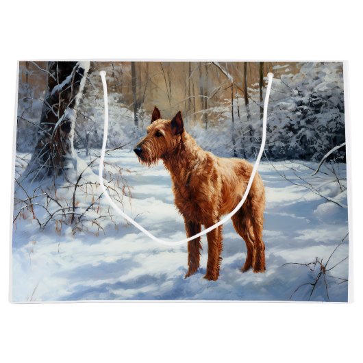 Irish Terrier liet het sneeuwen Kerstmis Groot Cadeauzakje (Voorkant)