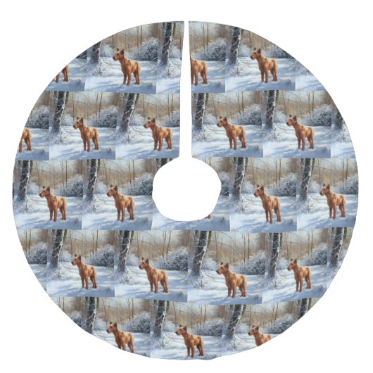 Irish Terrier liet het sneeuwen Kerstmis Kerstboom Rok (Voorkant)