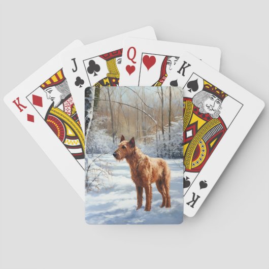 Irish Terrier liet het sneeuwen Kerstmis Pokerkaarten (Achterkant)