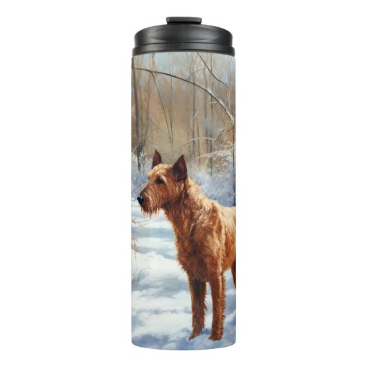 Irish Terrier liet het sneeuwen Kerstmis Thermosbeker (Voorkant)
