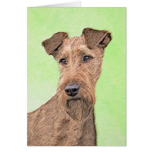 Irish Terrier Painting - Cute Original Dog Art (Voorkant)