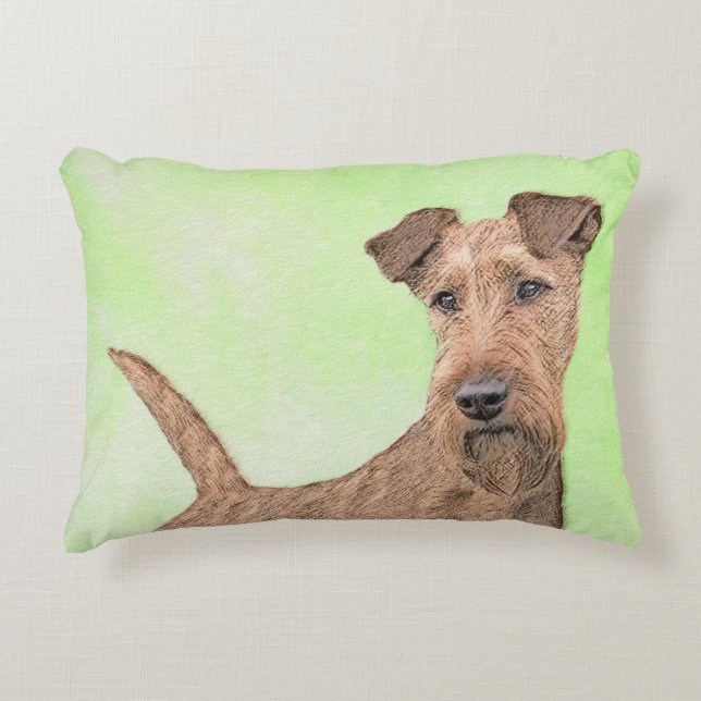 Irish Terrier Painting - Cute Original Dog Art Accent Kussen (Voorkant)