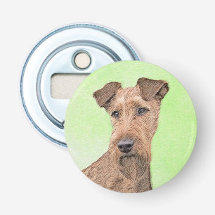 Irish Terrier Painting - Cute Original Dog Art Button Flesopener