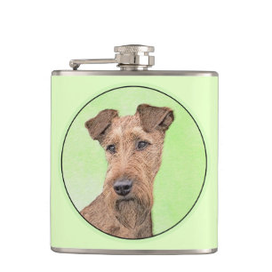 Irish Terrier Painting - Cute Original Dog Art Heupfles