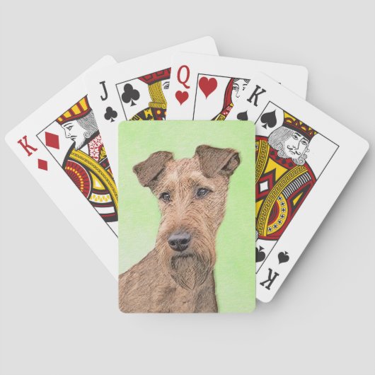 Irish Terrier Painting - Cute Original Dog Art Pokerkaarten (Achterkant)
