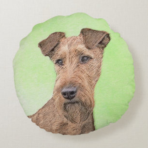 Irish Terrier Painting - Cute Original Dog Art Rond Kussen