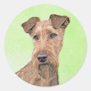 Irish Terrier Painting - Cute Original Dog Art Ronde Sticker