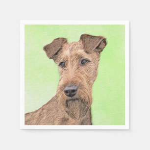 Irish Terrier Painting - Cute Original Dog Art Servet