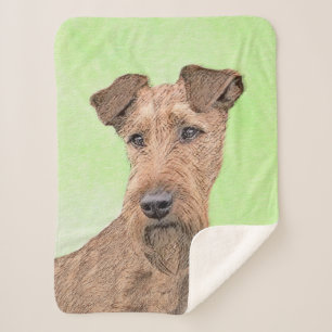 Irish Terrier Painting - Cute Original Dog Art Sherpa Deken