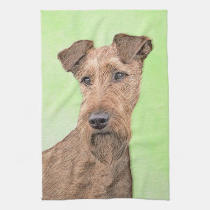 Irish Terrier Painting - Cute Original Dog Art Theedoek