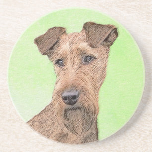 Irish Terrier Painting - Cute Original Dog Art Zandsteen Onderzetter