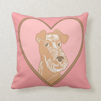 Irish Terrier Pink Heart Pillow Kussen