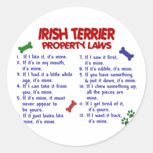 IRISH TERRIER Property Laws 2 Ronde Sticker