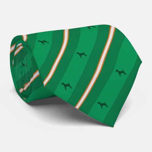 Irish Terrier Striped with Silhouette Stropdas (Opgerold)