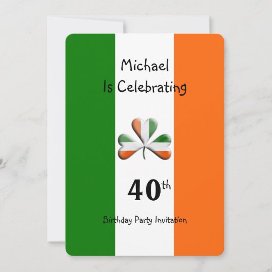 Irish Thème 40e anniversaire de fête Invitation (Devant)