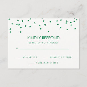 Irish Theme Shamrock Confetti Weddenschap RSVP Kaartje