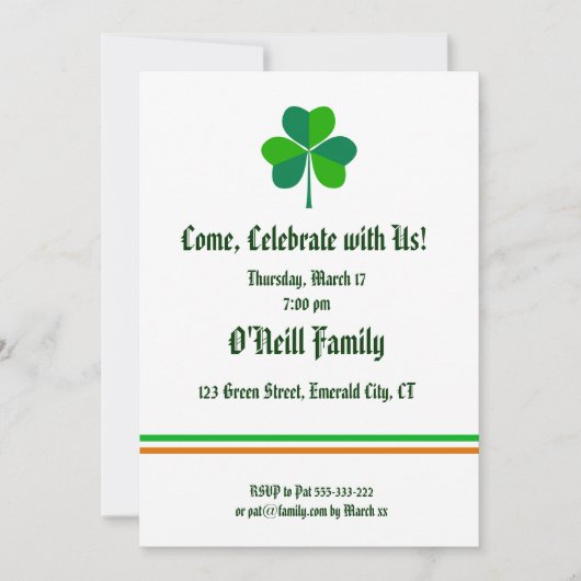 Irish themed Invitation Kaart (Voorkant)