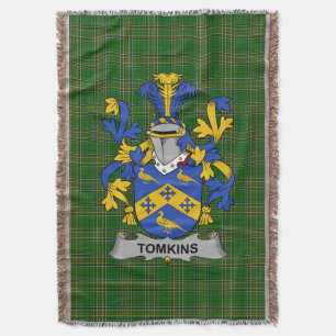 Irish Tomkins Coat of Arms Family Crest Ireland Deken