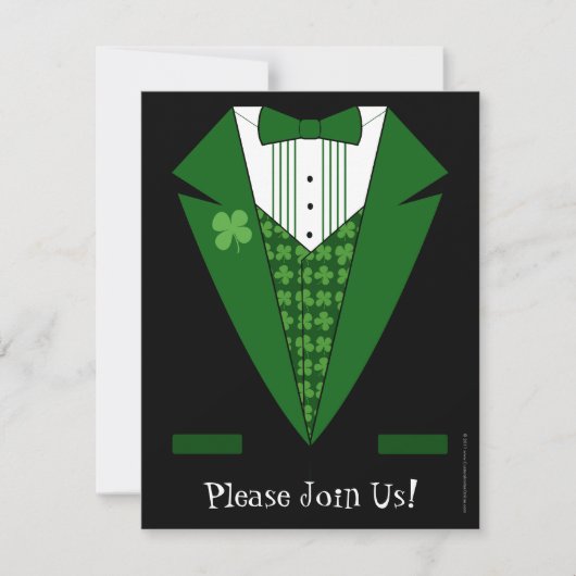 Irish Tuxedo St. Patrick's Day Party Uitnodigingen (Voorkant)