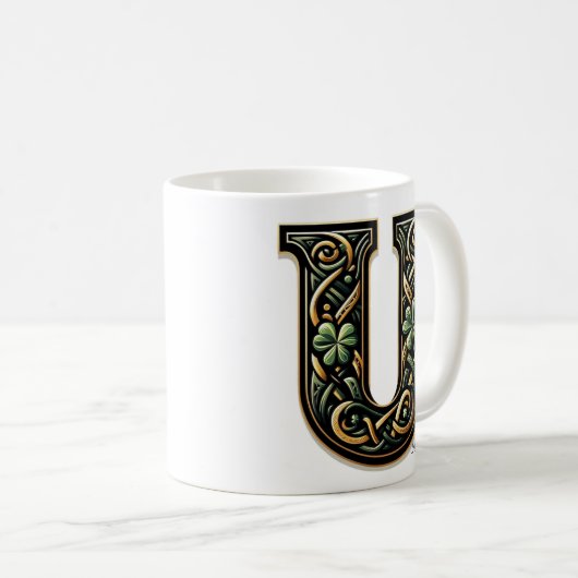 Irish U Monogram Coffee Mug (Devant droit)