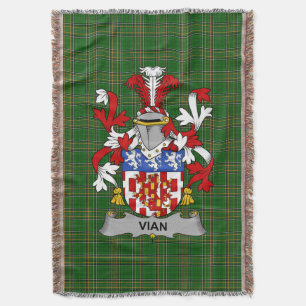 Irish Vian Coat of Arms Family Crest Ireland Deken
