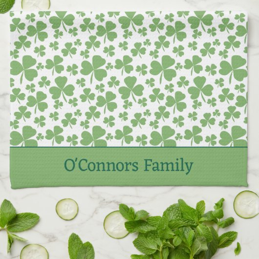 Irish Vibe Home Clover Motif Serviettes de cuisine (Plié)