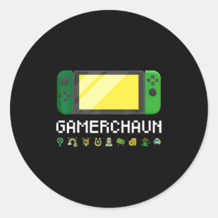 Irish Video Game Controller Leprechaun Boys St Pat Ronde Sticker