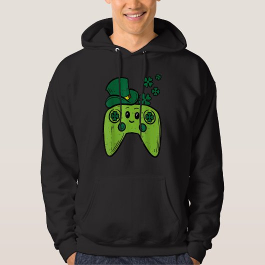 Irish Video Game Controller St Patrick Day Gamer B Hoodie (Voorkant)