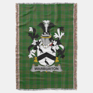 Irish Warburton Coat of Arms Family Crest Ireland Deken