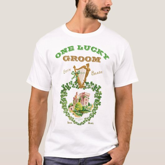 Irish Wedding Blarney Castle One Lucky Groom T-shirt (Voorkant)