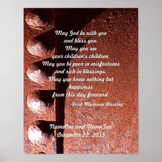 Irish Wedding Blessing, Marriage Rusty Metal Print (Voorkant)