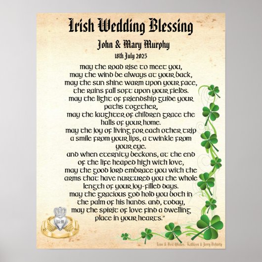 Irish Wedding Blessing Poster (Voorkant)