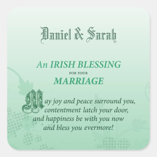 Irish Wedding Gefeliciteerd zegen Vierkante Sticker (Voorkant)