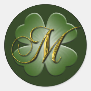 Irish Wedding Monogram M Envelope Seal Ronde Sticker