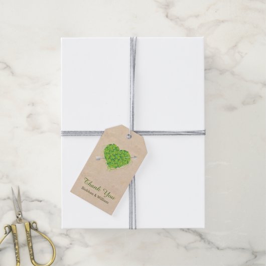 Irish Wedding Shamrock Heart Cadeaulabel (Met Touw)